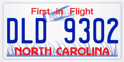 NC license plate DLD9302