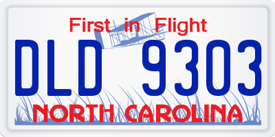 NC license plate DLD9303