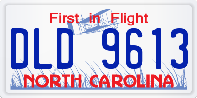 NC license plate DLD9613