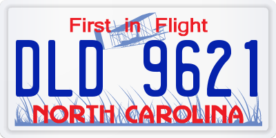 NC license plate DLD9621