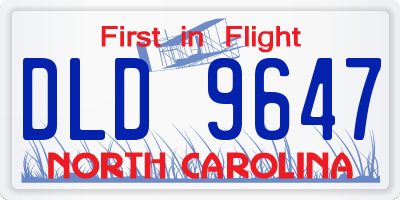 NC license plate DLD9647