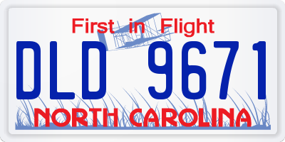 NC license plate DLD9671