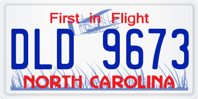 NC license plate DLD9673