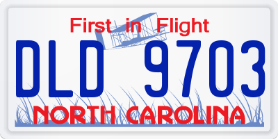 NC license plate DLD9703