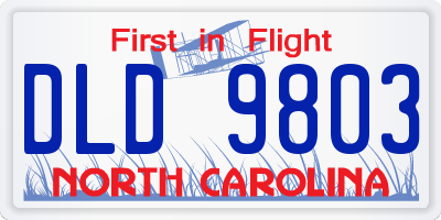 NC license plate DLD9803