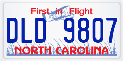 NC license plate DLD9807
