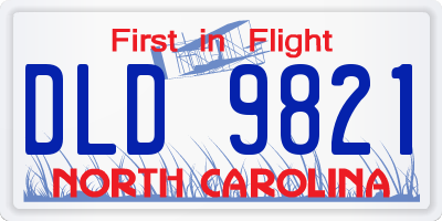 NC license plate DLD9821