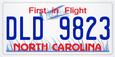 NC license plate DLD9823