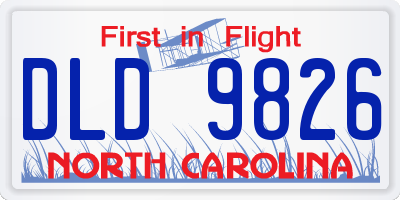 NC license plate DLD9826