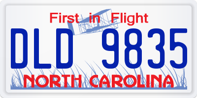 NC license plate DLD9835