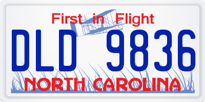 NC license plate DLD9836