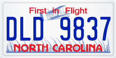 NC license plate DLD9837