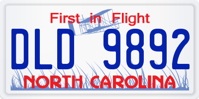 NC license plate DLD9892