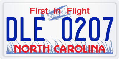 NC license plate DLE0207