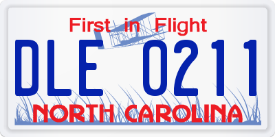 NC license plate DLE0211