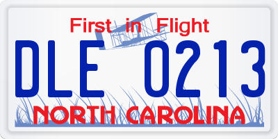 NC license plate DLE0213