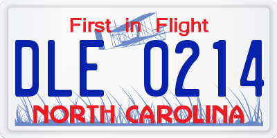 NC license plate DLE0214