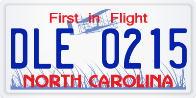 NC license plate DLE0215