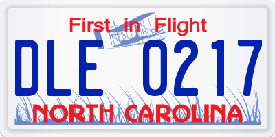 NC license plate DLE0217