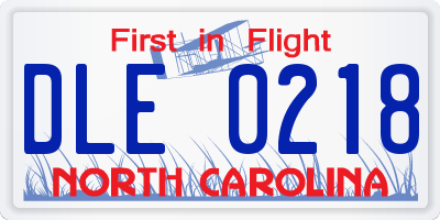 NC license plate DLE0218