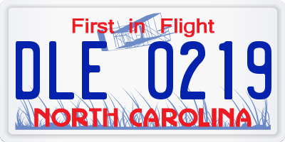 NC license plate DLE0219