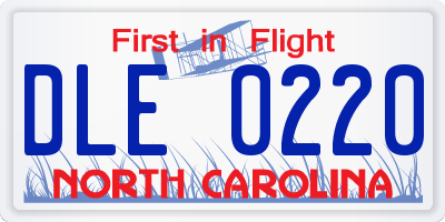 NC license plate DLE0220