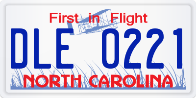 NC license plate DLE0221