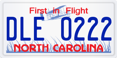 NC license plate DLE0222