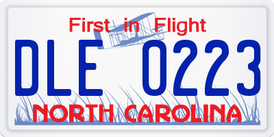 NC license plate DLE0223