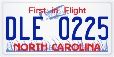 NC license plate DLE0225