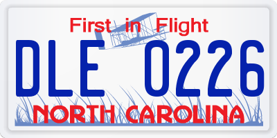 NC license plate DLE0226