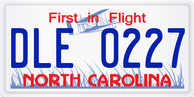 NC license plate DLE0227