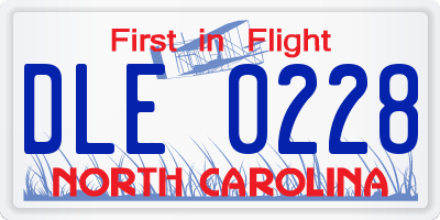 NC license plate DLE0228