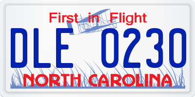 NC license plate DLE0230