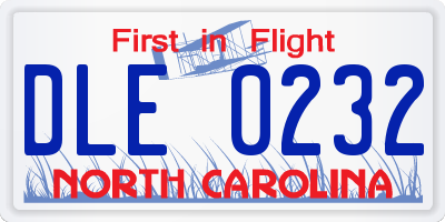 NC license plate DLE0232