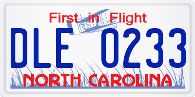 NC license plate DLE0233