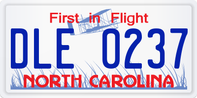NC license plate DLE0237
