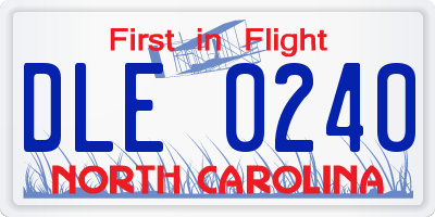 NC license plate DLE0240