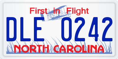 NC license plate DLE0242