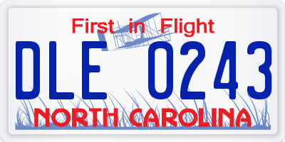 NC license plate DLE0243