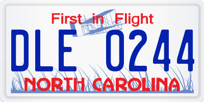 NC license plate DLE0244