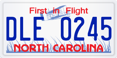 NC license plate DLE0245