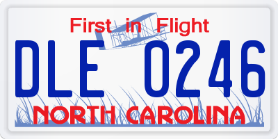 NC license plate DLE0246
