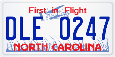 NC license plate DLE0247