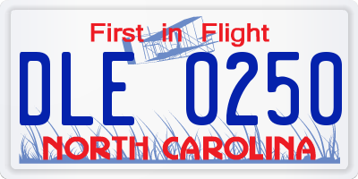 NC license plate DLE0250