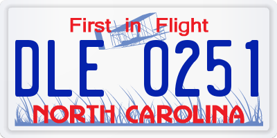 NC license plate DLE0251
