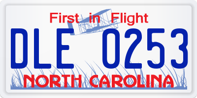 NC license plate DLE0253