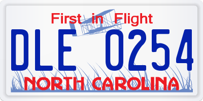 NC license plate DLE0254