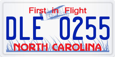 NC license plate DLE0255