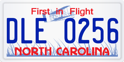 NC license plate DLE0256
